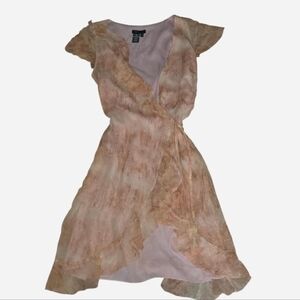 SILK FAIRY Dress Vintage BCBGMAXAZRIA 100% Silk Ruffle Wrap Dress Romantic Coque